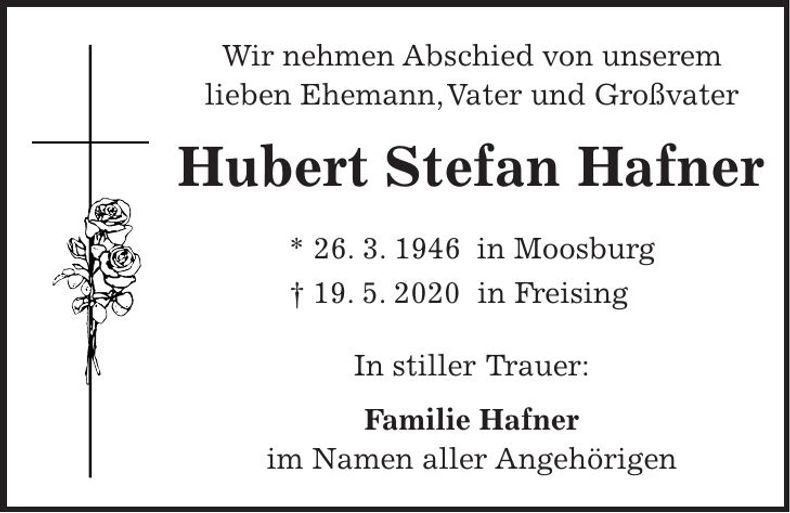 Traueranzeige Hubert Stefan Hafner