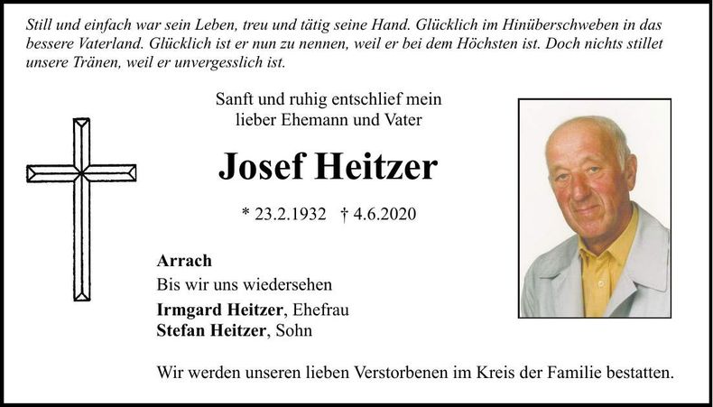 Traueranzeige Josef Heitzer