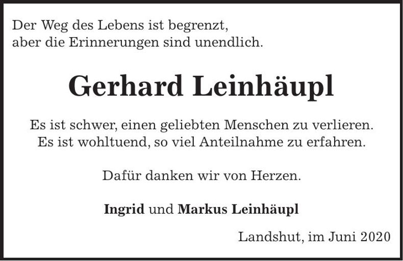 Traueranzeige Gerhard Leinhäupl