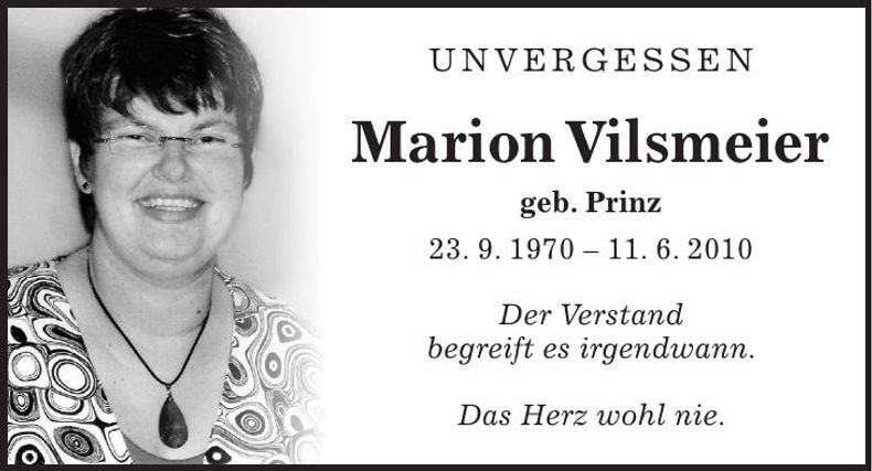 Traueranzeige Marion Vilsmeier
