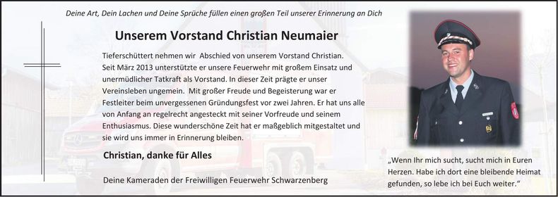 Traueranzeige Christian Neumaier