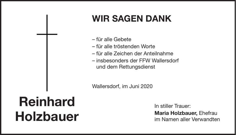 Traueranzeige Reinahrd Holzbauer