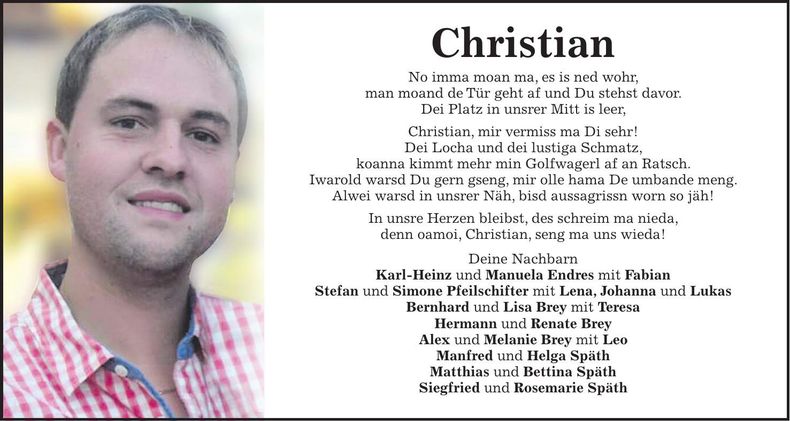 Traueranzeige Christian Neumaier