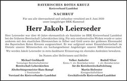 Traueranzeige Jakob Leierseder