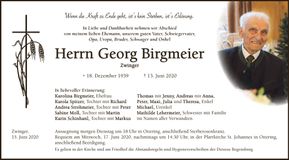 Traueranzeige Georg Birgmeier