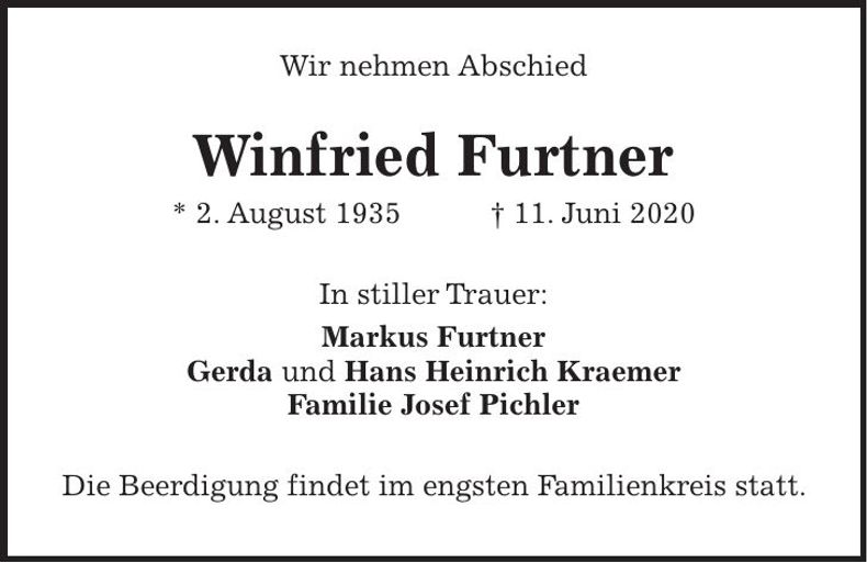 Traueranzeige Winfried Furtner