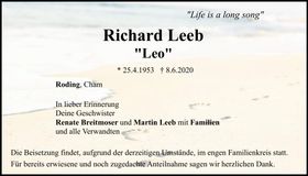 Traueranzeige Richard Leeb
