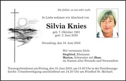 Traueranzeige Silvia Knies