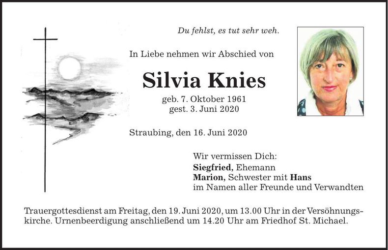Traueranzeige Silvia Knies