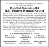 Traueranzeige Konrad Nesner