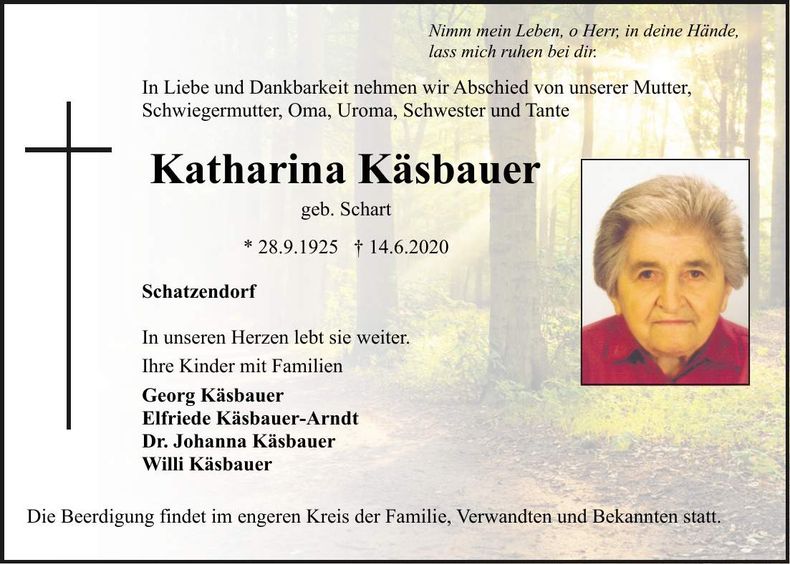 Traueranzeige Katharina Käsbauer