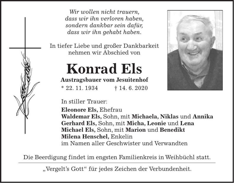 Traueranzeige Konrad Els