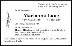 Traueranzeige Marianne Lang