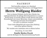 Traueranzeige Wolfgang Haider