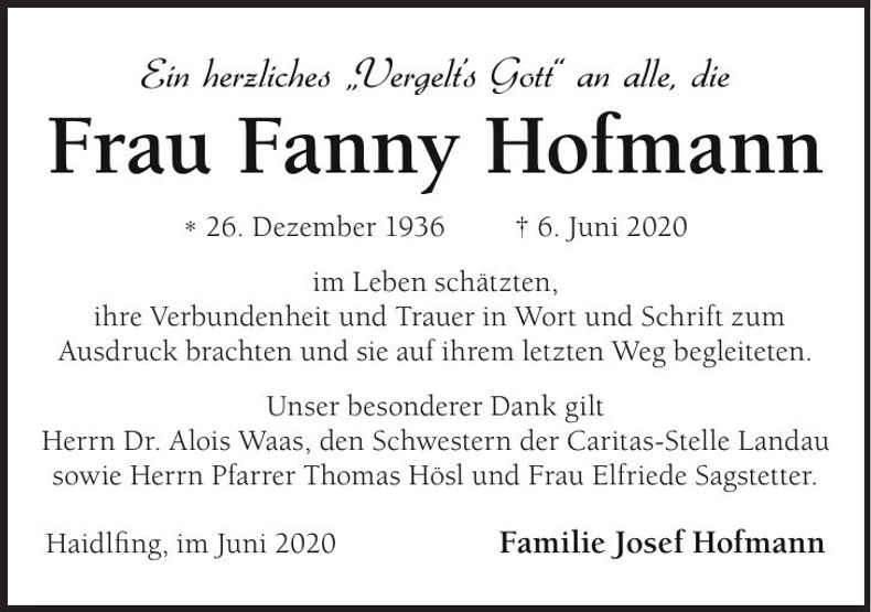 Traueranzeige Josef Hofmann
