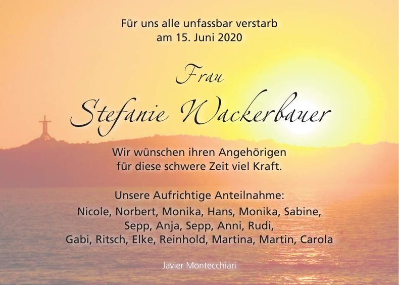 Traueranzeige Stefanie Wackerbauer
