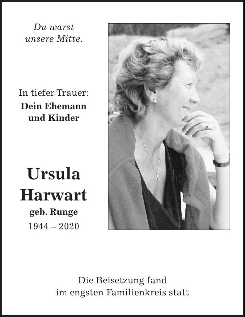 Traueranzeige Ursula Harwart