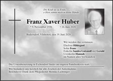 Traueranzeige Xaver Huber