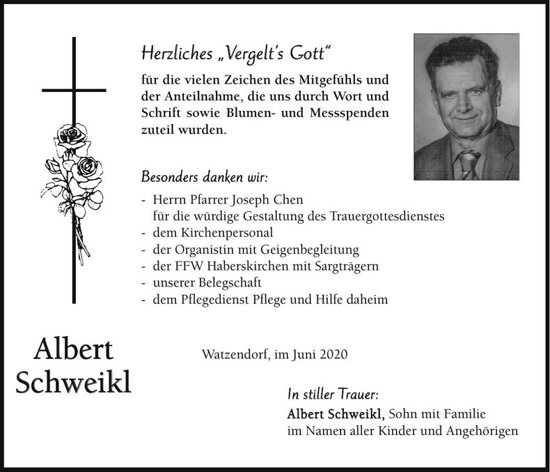 Traueranzeige Albert Schweikl
