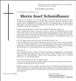 Traueranzeige Josef Schmidbauer