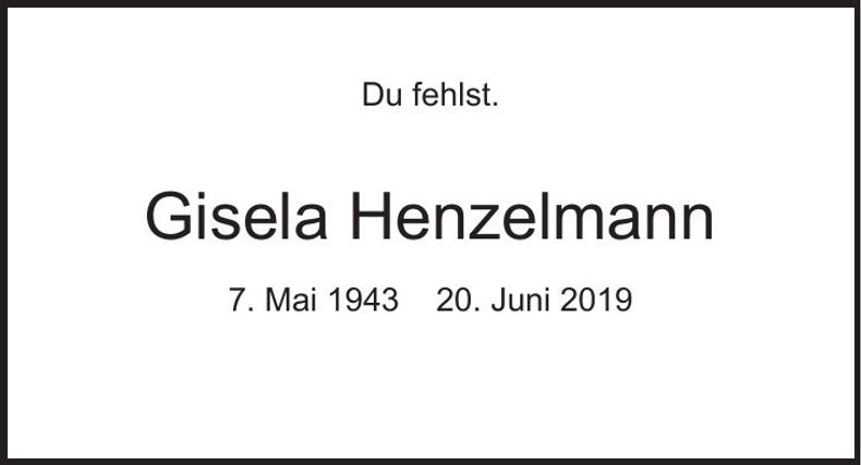 Traueranzeige Gisela Henzelmann