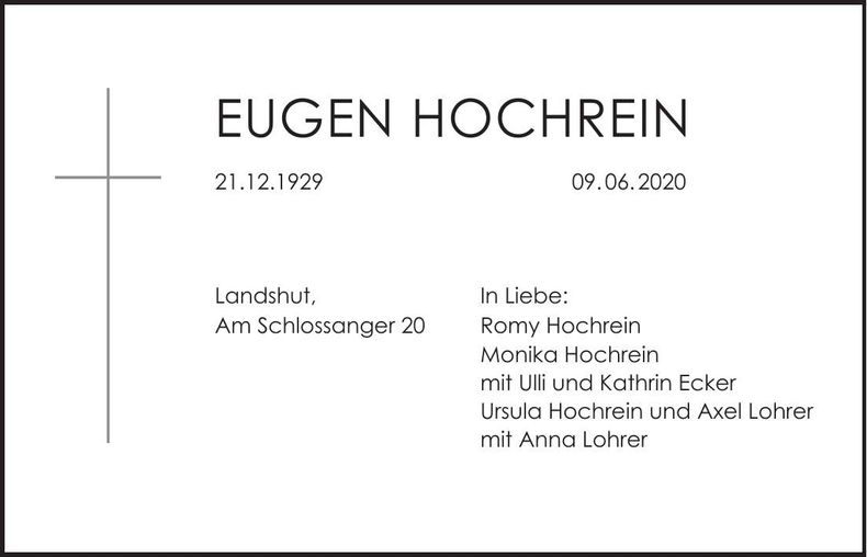 Traueranzeige Eugen Hochrein