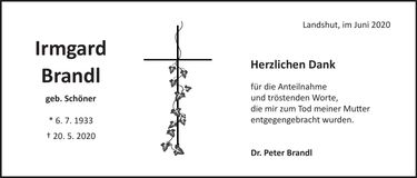 Traueranzeige Irmgard Brandl