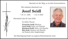 Traueranzeige Josef Seidl