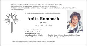Traueranzeige Anita Rambach