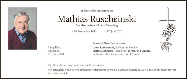 Traueranzeige Mathias Ruscheinski