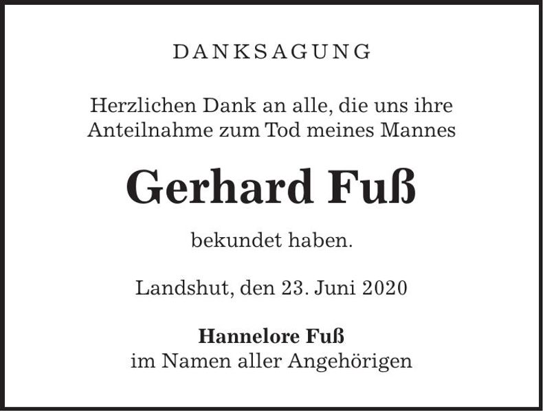 Traueranzeige Gerhard Fuß