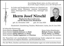 Traueranzeige Josef Nirschl
