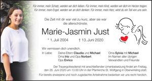 Traueranzeige Marie-Jasmin Just