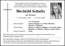 Traueranzeige Mechthild Schultz