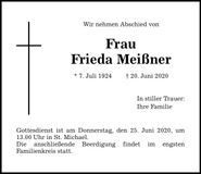 Traueranzeige Frieda Meißner