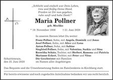 Traueranzeige Maria Pollner