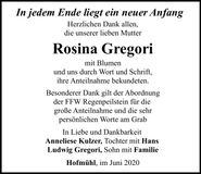 Traueranzeige Rosina Gregori