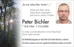 Traueranzeige Peter Bichler