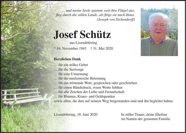 Traueranzeige Josef Schütz