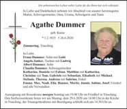 Traueranzeige Agathe Dummer