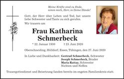 Traueranzeige Katharina Schmerbeck