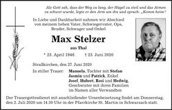 Traueranzeige Max Stelzer