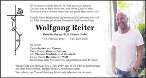 Traueranzeige Wolfgang Reiter