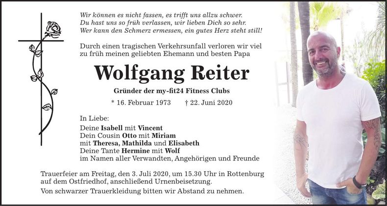 Traueranzeige Wolfgang Reiter