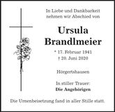 Traueranzeige Ursula Brandlmeier