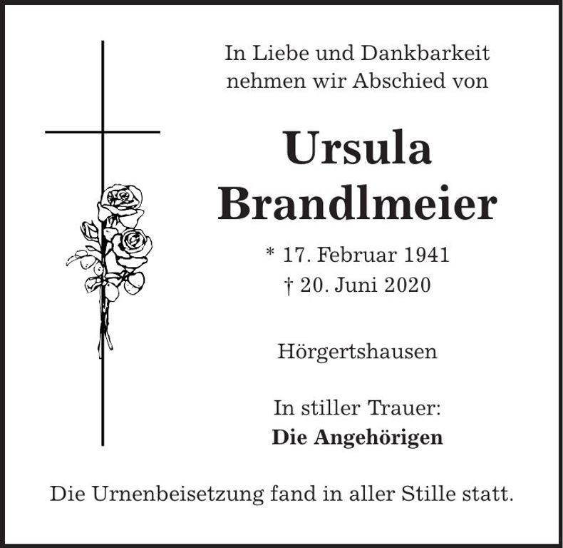Traueranzeige Ursula Brandlmeier