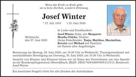 Traueranzeige Josef Winter