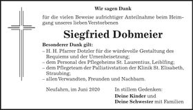 Traueranzeige Siegfried Dobmeier