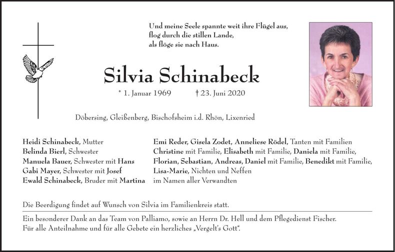Traueranzeige Silvia Schinabeck