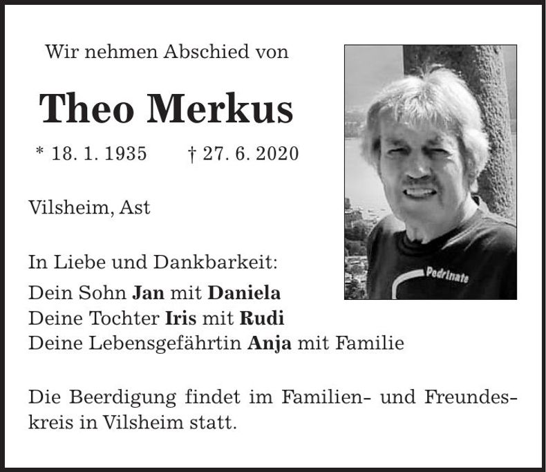 Traueranzeige Theo Merkus